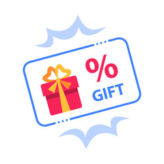 Special reward, prize giveaway, loyalty present, percentage sign, incentive or perks, bonus program - 302125322