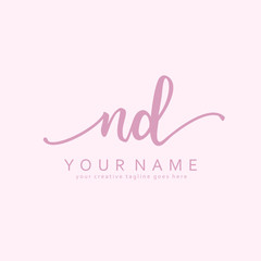Handwriting N D ND initial logo template vector