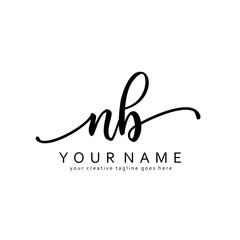 Handwriting N B NB initial logo template vector
