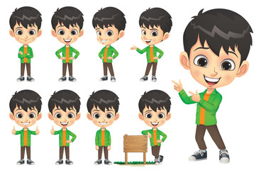 Little Boy Character Set - obrazy, fototapety, plakaty
