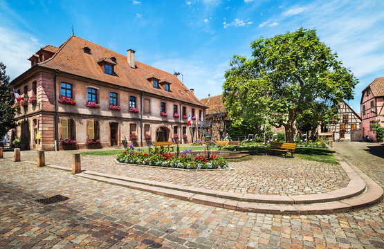 Beautiful small town Bergheim with half-timbered houses