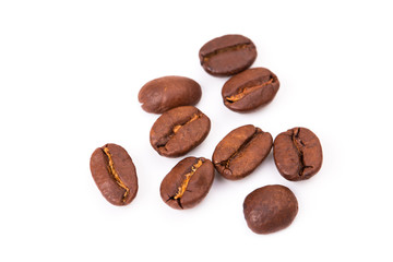 Coffee beans isolated on a white background area for copy space.