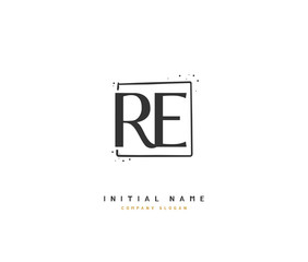 Fototapeta premium R E RE Beauty vector initial logo, handwriting logo of initial signature, wedding, fashion, jewerly, boutique, floral and botanical with creative template for any company or business.