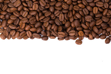 Coffee beans isolated on a white background area for copy space.