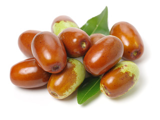 jujube or chinese date on white background
