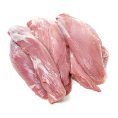 Fresh raw pork on white background