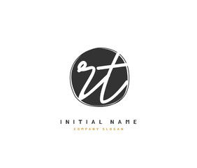 R T RT Beauty vector initial logo, handwriting logo of initial signature, wedding, fashion, jewerly, boutique, floral and botanical with creative template for any company or business.