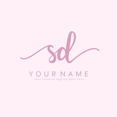 Handwriting S D SD initial logo template vector