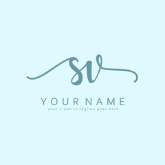 Handwriting S V SV initial logo template vector
