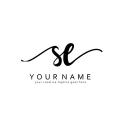 Handwriting S E SE initial logo template vector