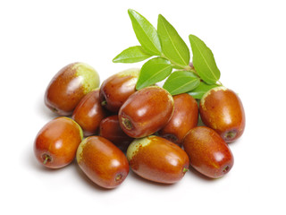 jujube or chinese date on white background