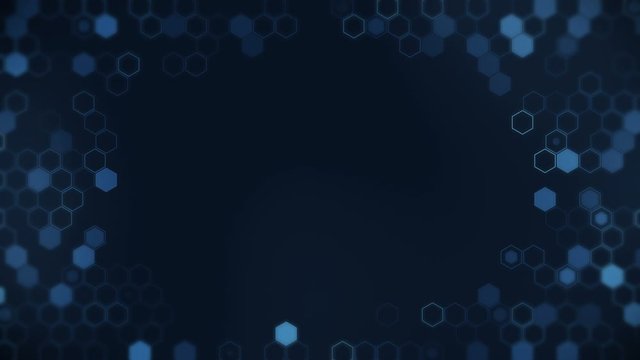 Hexagon geometric loop animation. Futuristic background. Honeycomb. Hexagonal digital element. Technology polygonal design.