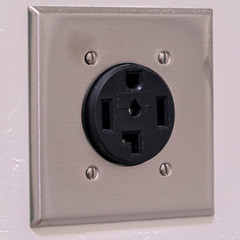 Square AC electrical plug outlet fro a washing machine