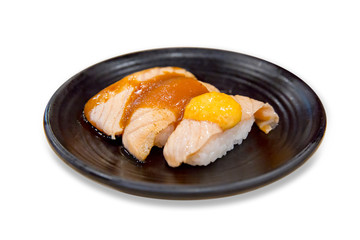 Salmon Nigiri sushi, focus selective