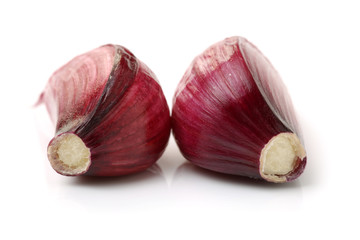 Fresh young garlic isolated on white background