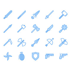 Weapon related icon and symbol set.
