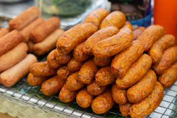 Fried sausages on a plate