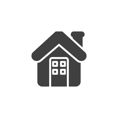 Fototapeta na wymiar House with chimney vector icon. filled flat sign for mobile concept and web design. Christmas Home decoration glyph icon. Symbol, logo illustration. Vector graphics