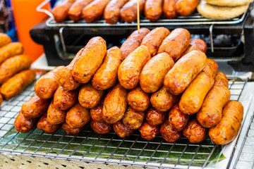 Fried sausages on a plate