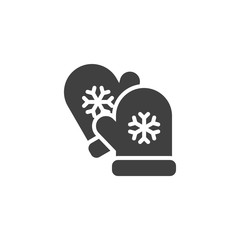Christmas gloves vector icon. filled flat sign for mobile concept and web design. Mitten with snowflake glyph icon. Symbol, logo illustration. Vector graphics