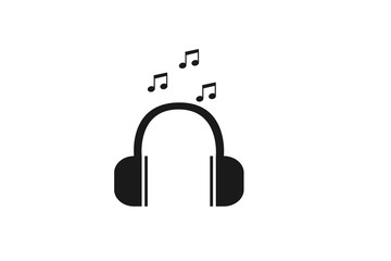 Headphone icon with music icon