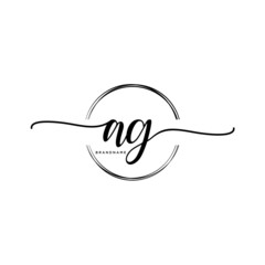 AG Initial handwriting logo with circle template vector.