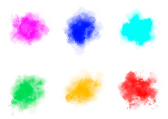 Set of colorful watercolor splashes. Colorful splash brushes