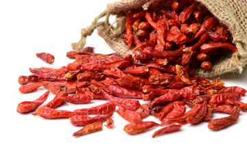 dry red pepper on white background