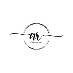 AR Initial handwriting logo with circle template vector.