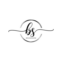 BS Initial handwriting logo with circle template vector.