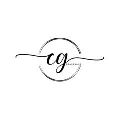 CG Initial handwriting logo with circle template vector.