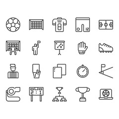 Football or soccer equipments icon and symbol set