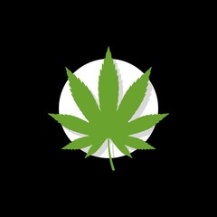 Marijuana sign, Cannabis leaf icon isolated on black background