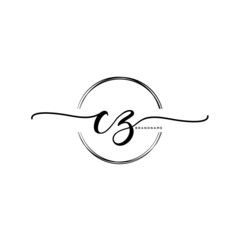 CZ Initial handwriting logo with circle template vector.