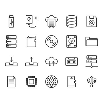 File storage icon and symbol set.