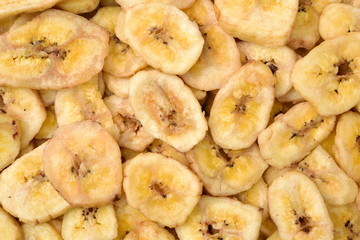 Sliced dried banana background