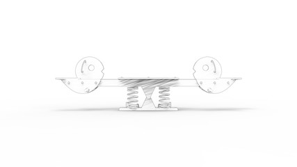 3d rendering of a seesaw isolated in studio background