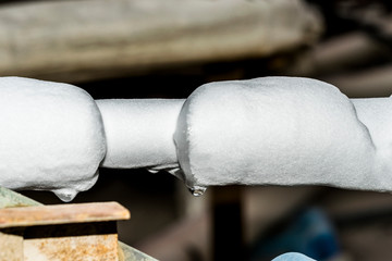 ac cooling air pipes covered by snow or frozen because of super performance of heavy duty central...