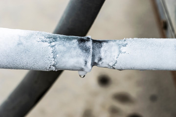 ac cooling air pipes covered by snow or frozen because of super performance of heavy duty central...