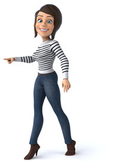 Fun 3D cartoon casual character woman