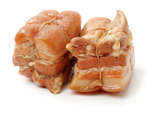 Braised pork belly, dongpo pork,chinese cuisine on white background