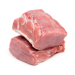 Fresh raw pork on white background