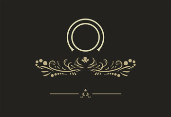 Retro Royal Vintage Shield Logotype. Calligraphyc Luxury logo design elements