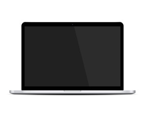 Laptop mockup isolate on white background. Laptop computer display mockup. Realistic silver notebook vector.
