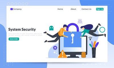 Network security concept, Database secure and personal data protection, Traffic Encryption, VPN, Privacy Protection, Antivirus Technology, flat icon, suitable for web landing page, banner, vector