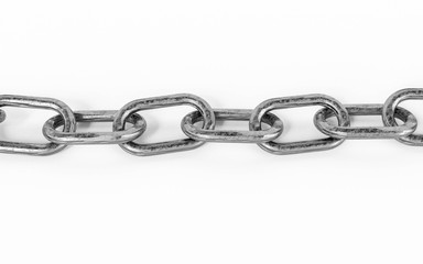 Obraz premium close up of metal chain part on white background 3d render illustration