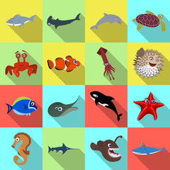 Vector design of sea and animal sign. Collection of sea and marine stock vector illustration.