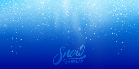 Snow background. Realistic snow overlay. Winter Christmas and New Year snow decoration