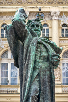Novi Sad, Serbia - november 11, 2019: The statue of Svetozar Miletic in main square of Novi Sad.