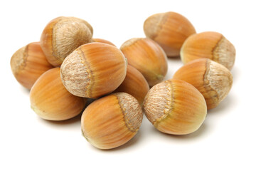 Hazelnut on white background